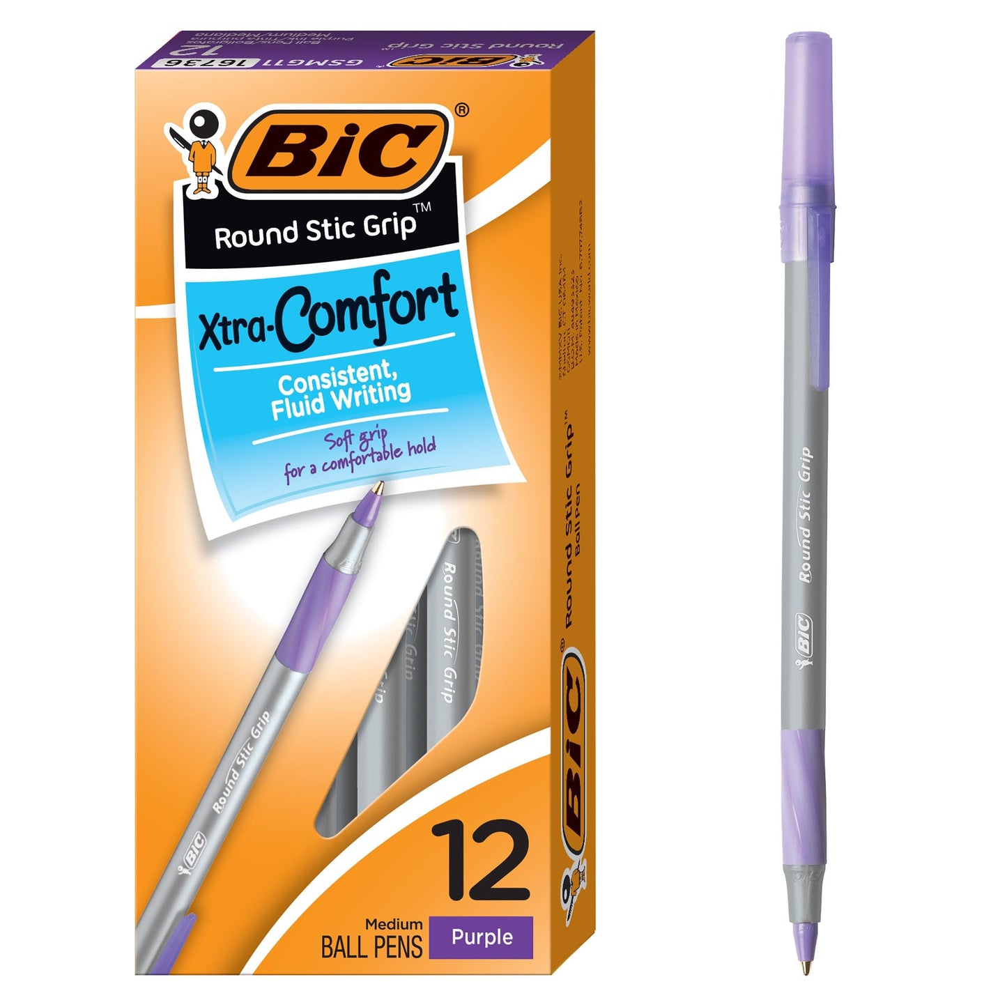 Purple 12-Pack Comfort Grip Ballpoint Pens