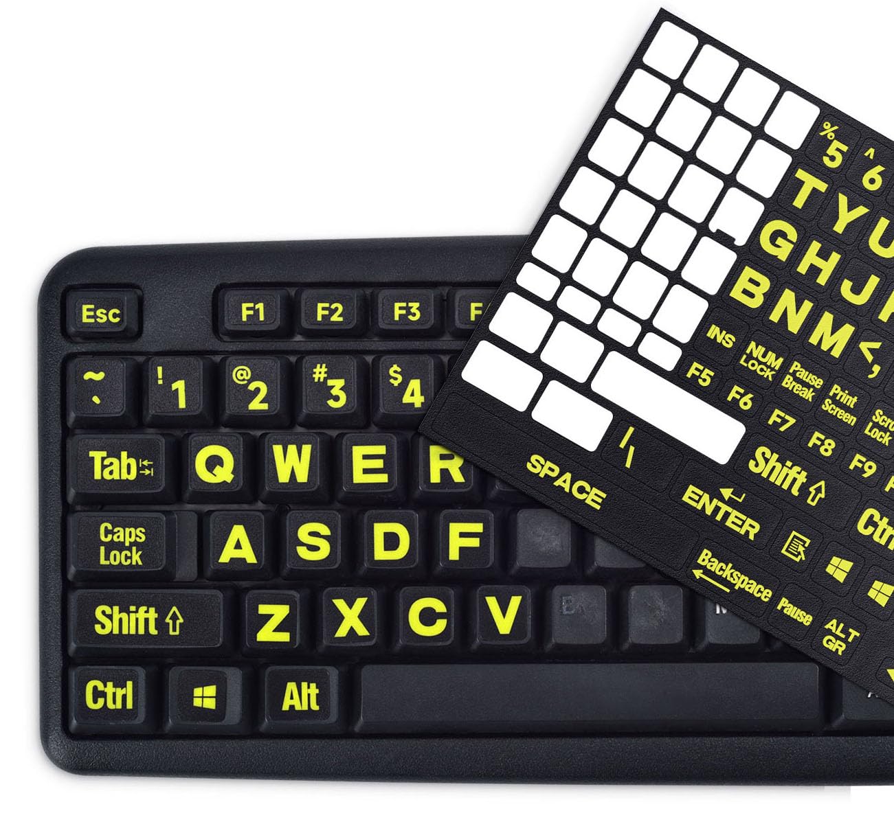Bright yellow letter keyboard stickers for PC and laptop