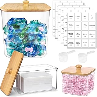 3-Pack Laundry Pods Container with Bamboo Lids