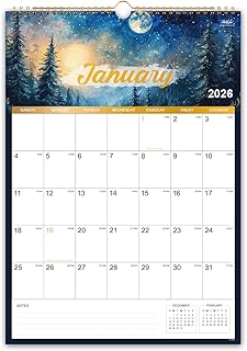 2026 Wall Calendar with Notes and Binding