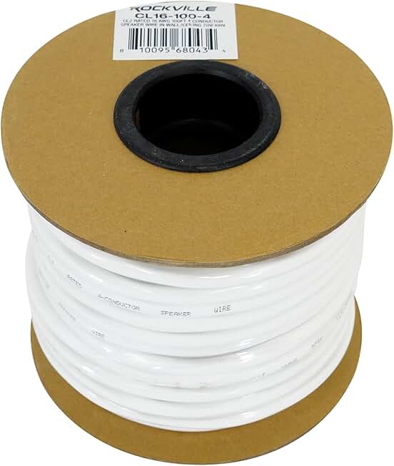 16 AWG 100ft 4-Conductor Speaker Wire for In-Ceiling Audio