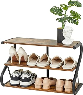 3-Layer Z-Shaped Wooden Shoe and Storage Rack