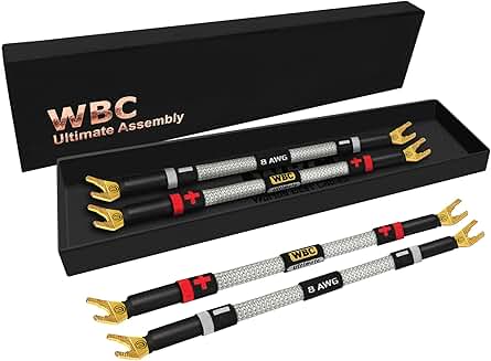 4 Pack 8-Inch 8 AWG OFC Speaker Jumper Cables
