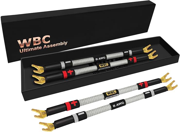 4 Pack 8-Inch 8 AWG OFC Speaker Jumper Cables