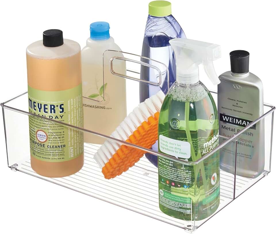 Large Clear Plastic Storage Organizer with Handle