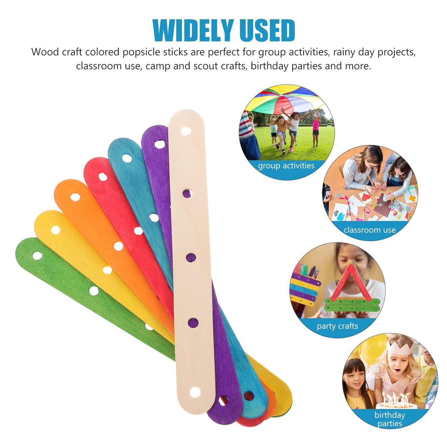 Rainbow Wooden Popsicle Sticks 50PCS 5 Inch