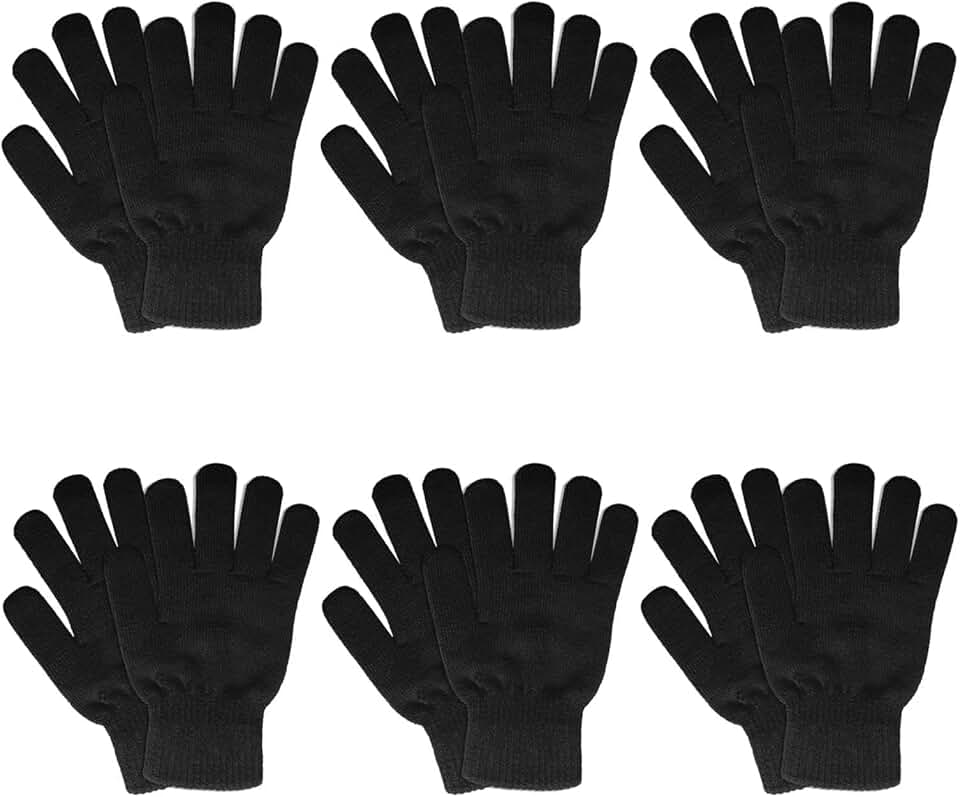 Six Pairs of Warm Knit Gloves for Cold Weather