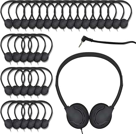 Set of 60 kids and adult headphones with 3.5mm jack