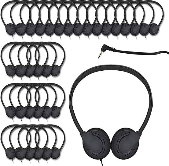 Set of 60 kids and adult headphones with 3.5mm jack