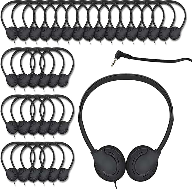 Set of 60 kids and adult headphones with 3.5mm jack