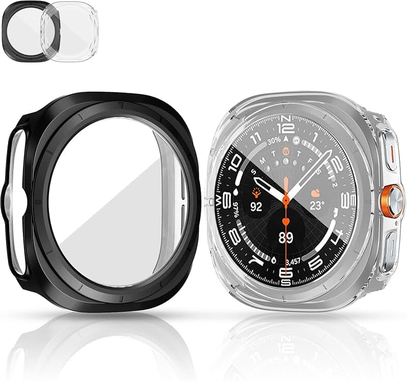 Two Screen Protectors and Cases for Galaxy Watch 7 Ultra