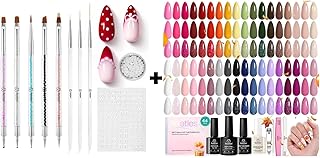 8-piece nail art brush set with gel polish and fall colors