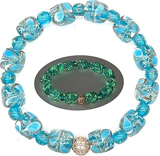 Glow-in-the-Dark Firefly Bead and Peacock Feather Bracelet