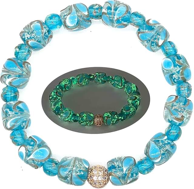 Glow-in-the-Dark Firefly Bead and Peacock Feather Bracelet