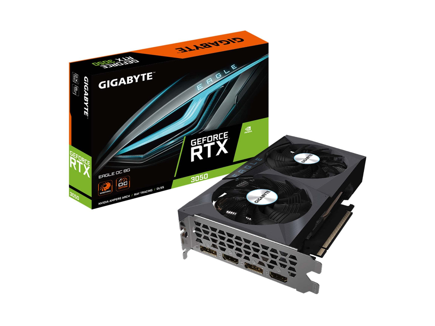 GeForce RTX 3050 Eagle OC 8G Graphics Card, 2X WINDFORCE Fans, 8GB GDDR6 128-bit GDDR6, GV-N3050EAGLE OC-8GD Video Card