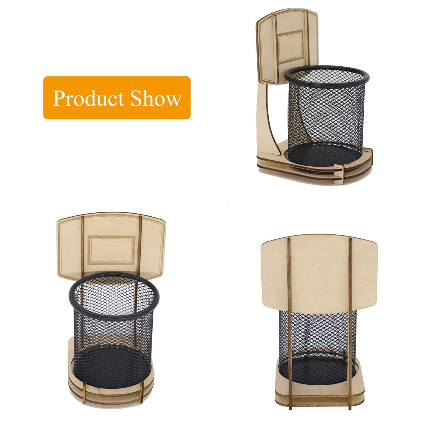 Creative Wooden Basketball Pencil Holder for Desk or Home