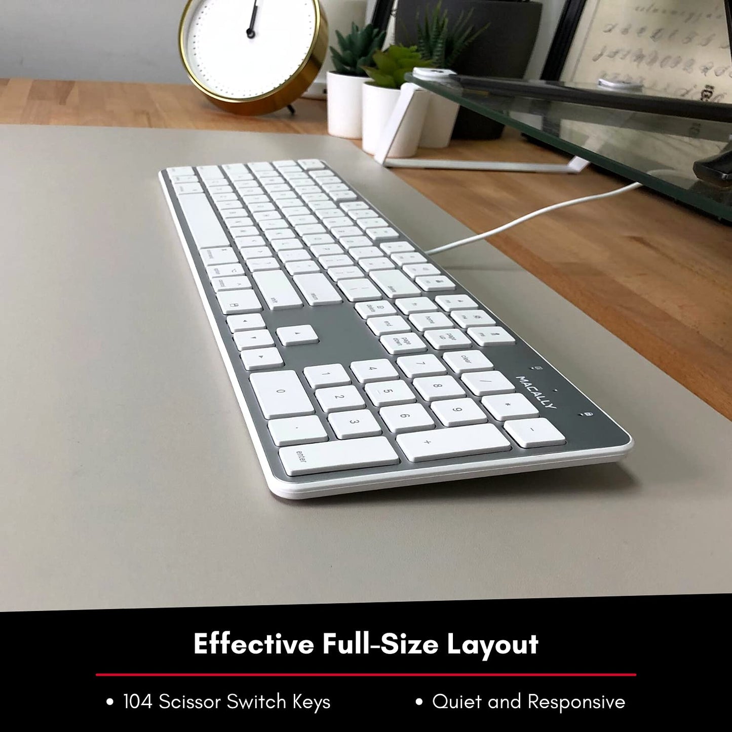 Ultra-Slim USB Wired Keyboard for Mac - Compatible Apple Keyboard with Numeric Keypad - Mac Keyboard for MacBook Pro/Air, iMac, Mac Mini, Laptop Computers, Windows Desktop PC Laptops, Silver
