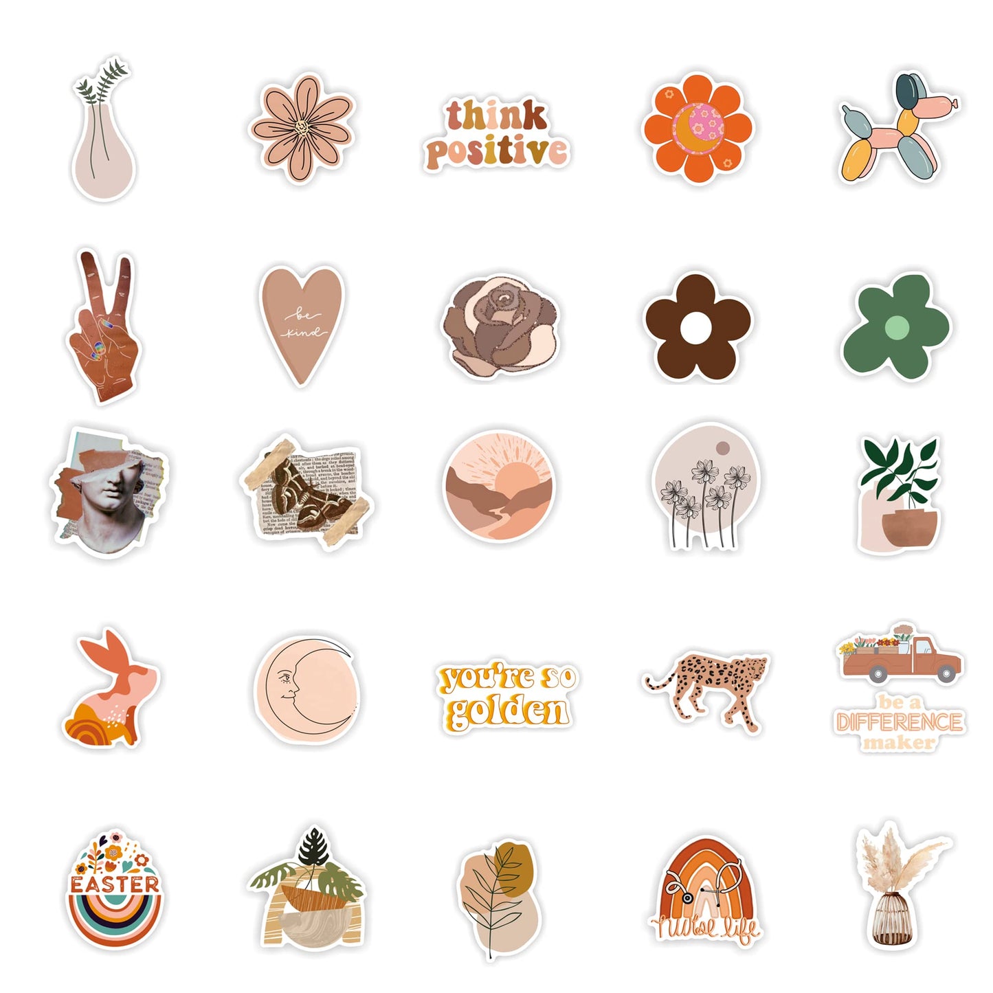 Vintage Aesthetic Stickers 50 Pcs, Vinyl Waterproof Stickers for Water Bottles Laptop Phone Computer Guitar (1)