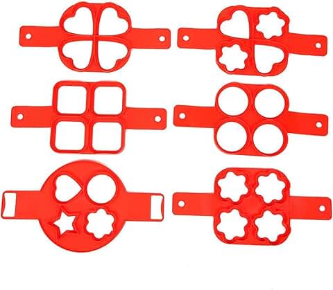 Set of six silicone egg and pancake molds for cooking