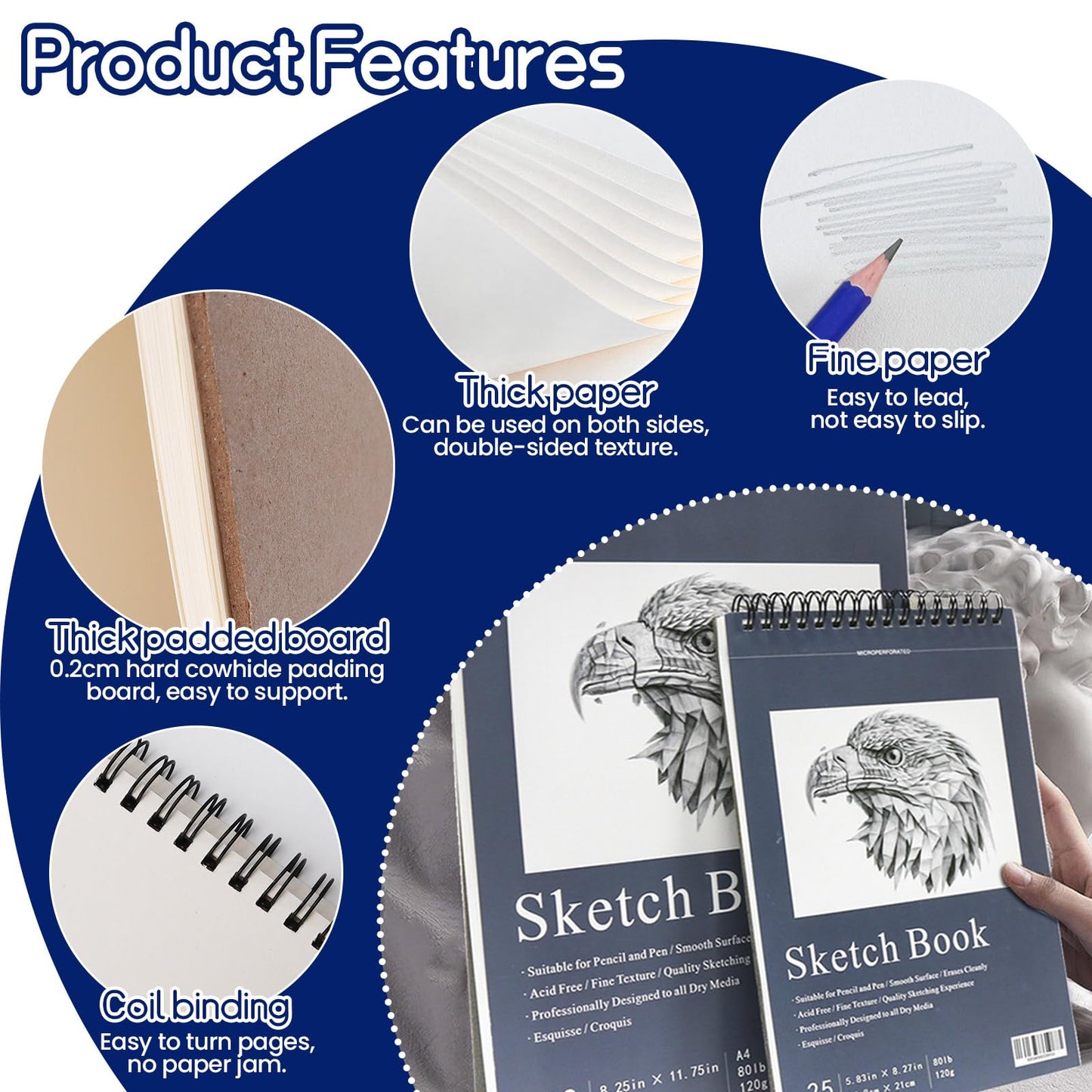 A4 and A5 Sketch Book Set of 2 with 80 lb/120 GSM Paper