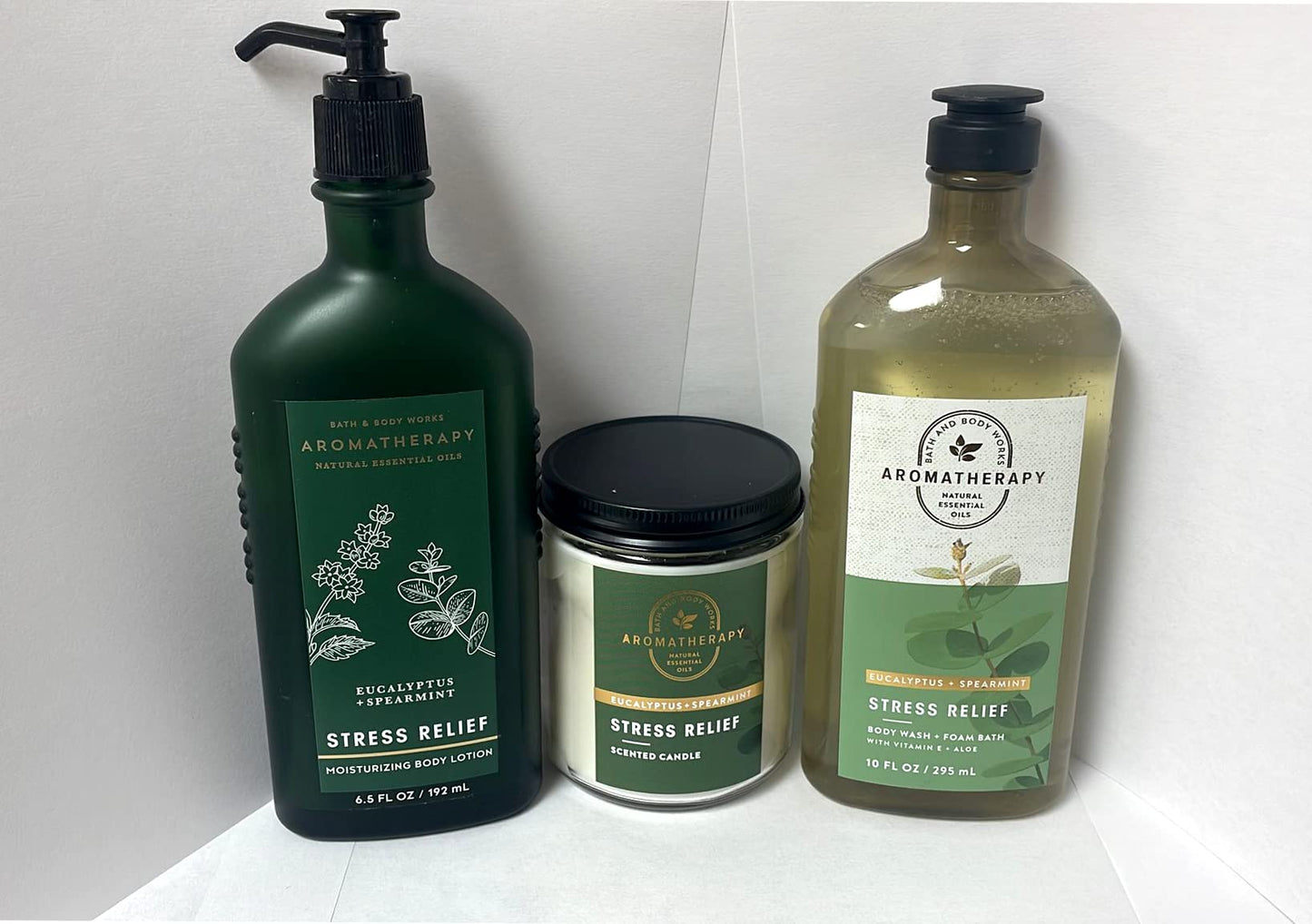 Aromatherapy Stress Relief Diffuser, Spa Gift Set Wellness Bundle, Eucalyptus Spearmint Lotion  Wash  Foam  Wick Candle, Relax Essential Oils