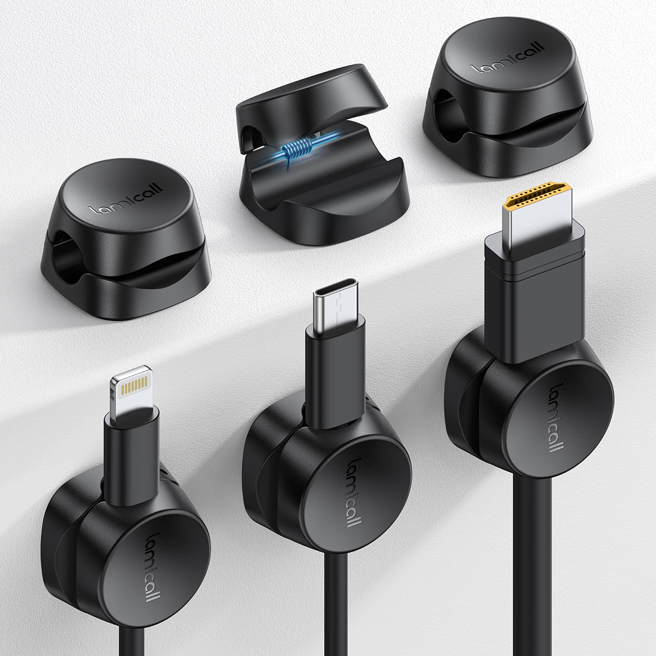Spring Cable Holder Clips for Desk and Wall