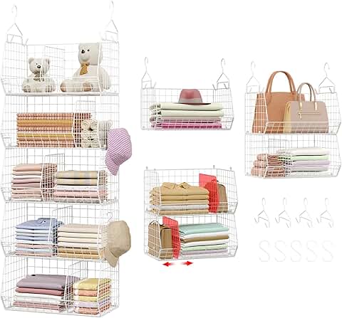 Large 5-Tier Closet Shelves with Hooks and Divider