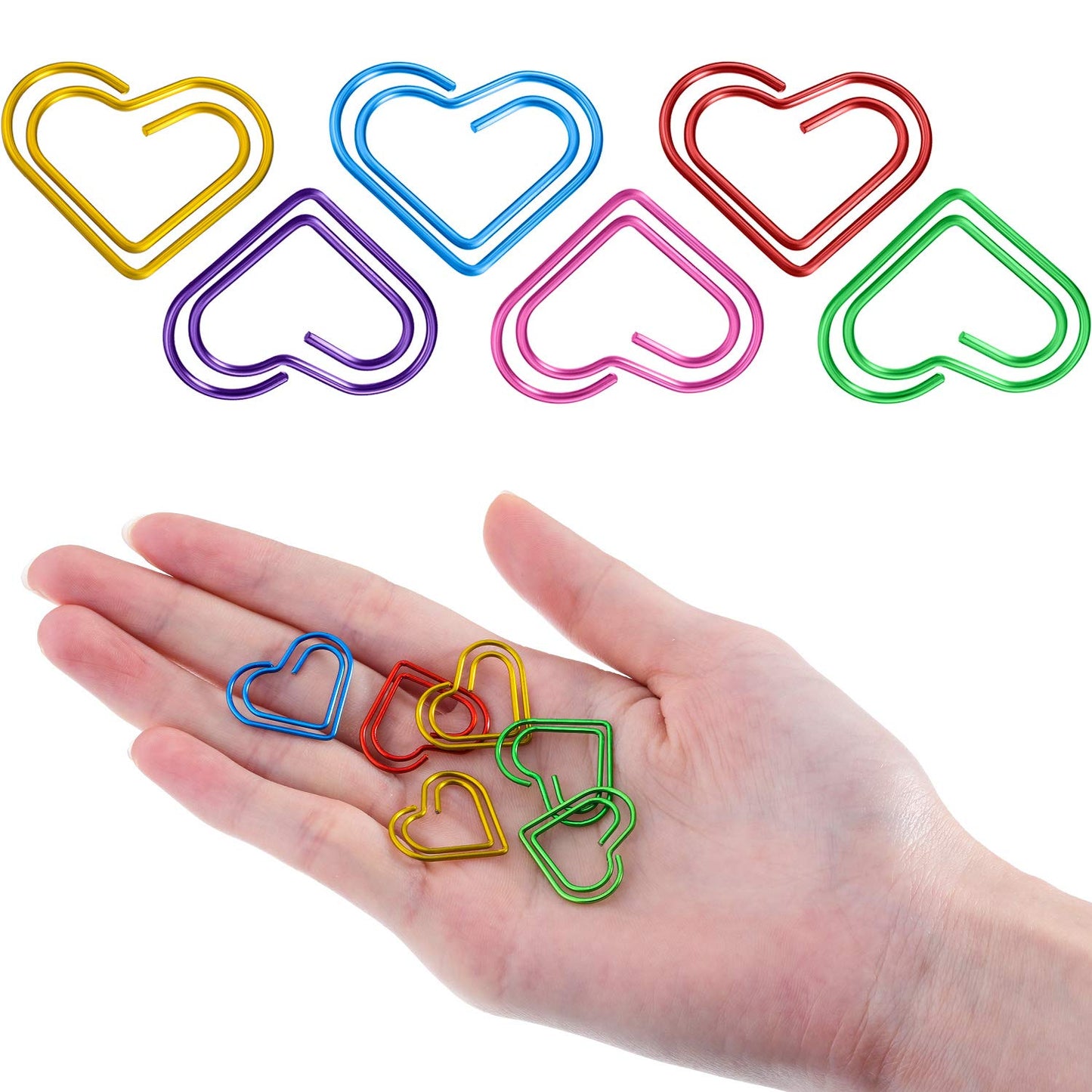 105 Colorful Heart-Shaped Metal Paper Clips for Office and School