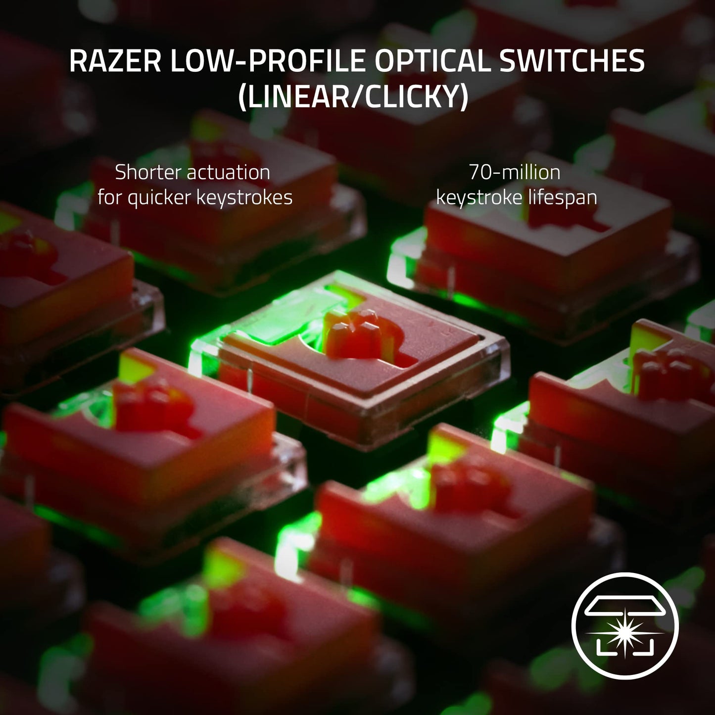 DeathStalker V2 Pro Wireless Gaming Keyboard: Low-Profile Optical Switches - Linear Red - HyperSpeed Wireless & Bluetooth 5.0-40 Hr Battery - Ultra-Durable Coated Keycaps - Chroma RGB