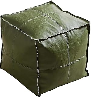 Green Moroccan Style Unstuffed Ottoman Cover, 17.7x17.7 inches