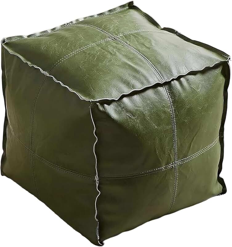 Green Moroccan Style Unstuffed Ottoman Cover, 17.7x17.7 inches