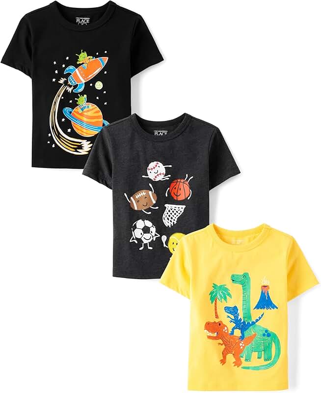 Baby Boys and Toddler Dino and Animal Short Sleeve T-Shirts Pack