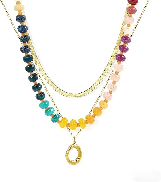 Colorful Beaded Snake Chain Necklace for Women