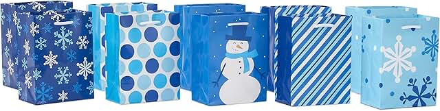 Small Blue and White Gift Bags for Parties