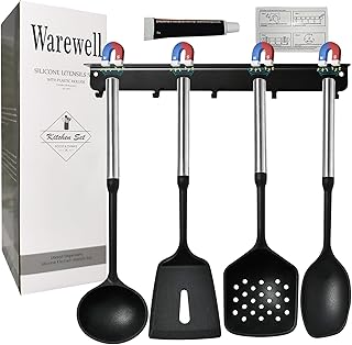 Magnetic Silicone Kitchen Utensil Set with Wall Rack