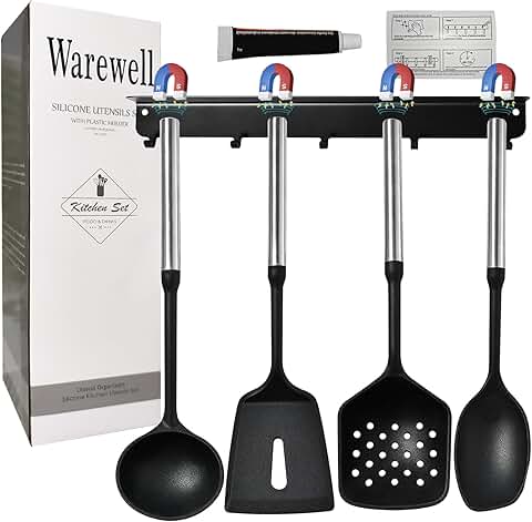 Magnetic Silicone Kitchen Utensil Set with Wall Rack