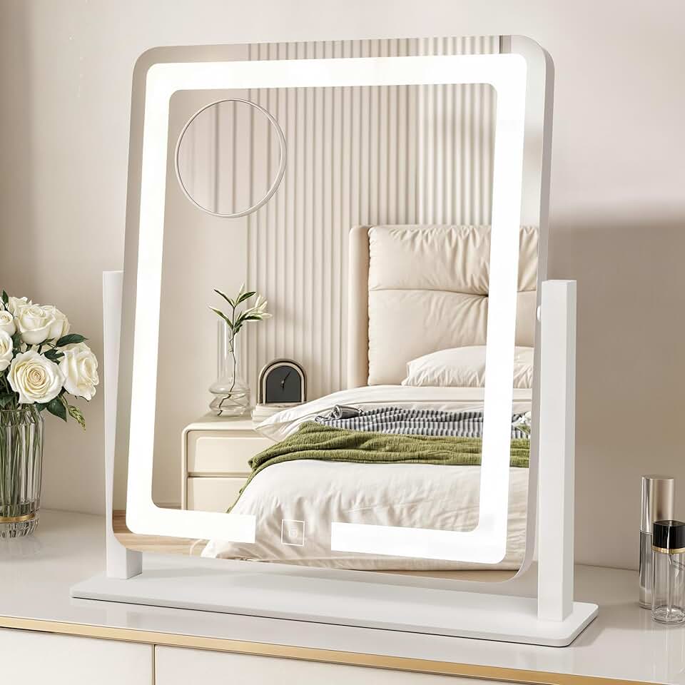 Vanity Mirror with Lights, 3 Colors, Magnification, Touch Control