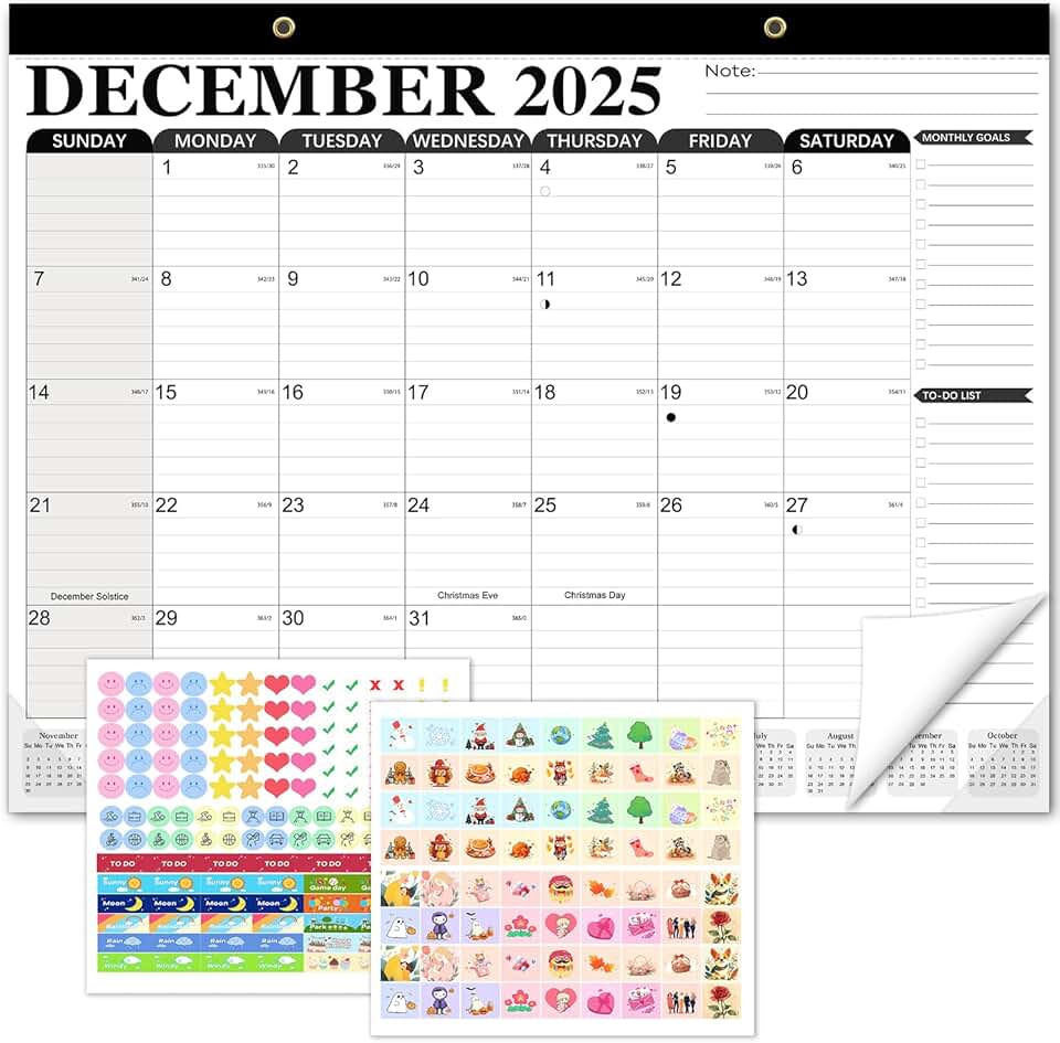 Large 2026 Desk Calendar with Stickers and Extra Months