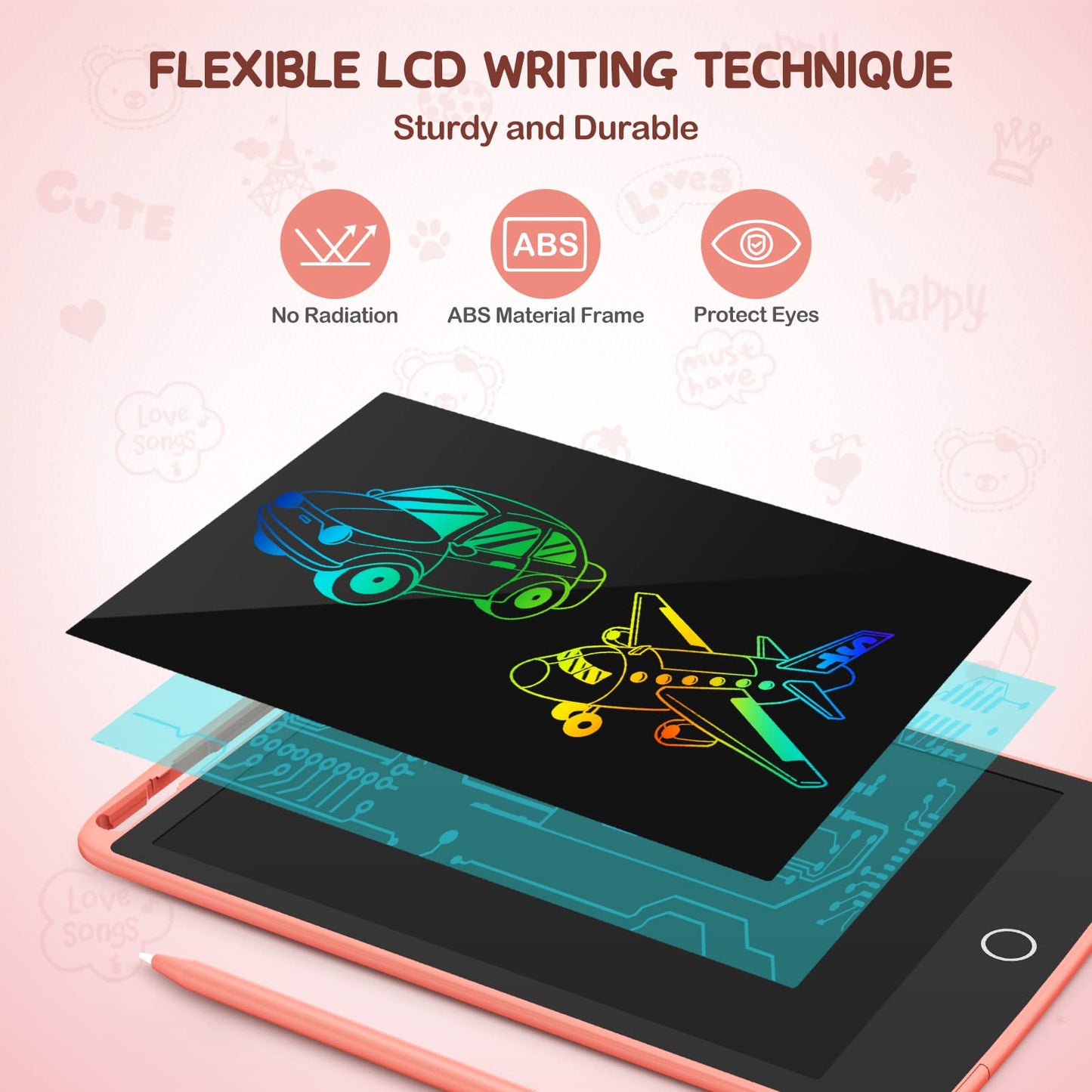 2 Pack LCD Writing Tablet, Colorful Screen Doodle Board 8.5 Inch Drawing Tablet for Kids, Learning Toys Birthday Gifts Travel Activity Games for 3 4 5 6 Year Old Boys and Girls Toddlers