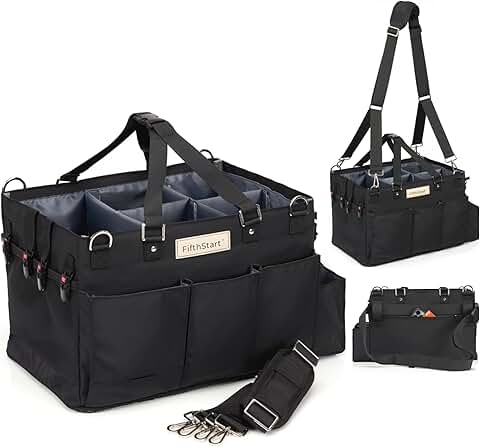 Large Black Nylon Cleaning and Diaper Organizer with 9 Pockets