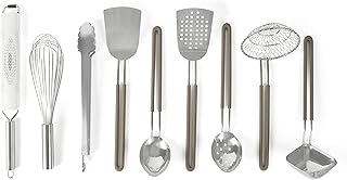 9-Piece Stainless Steel Kitchen Utensil Set for Prep and Serving