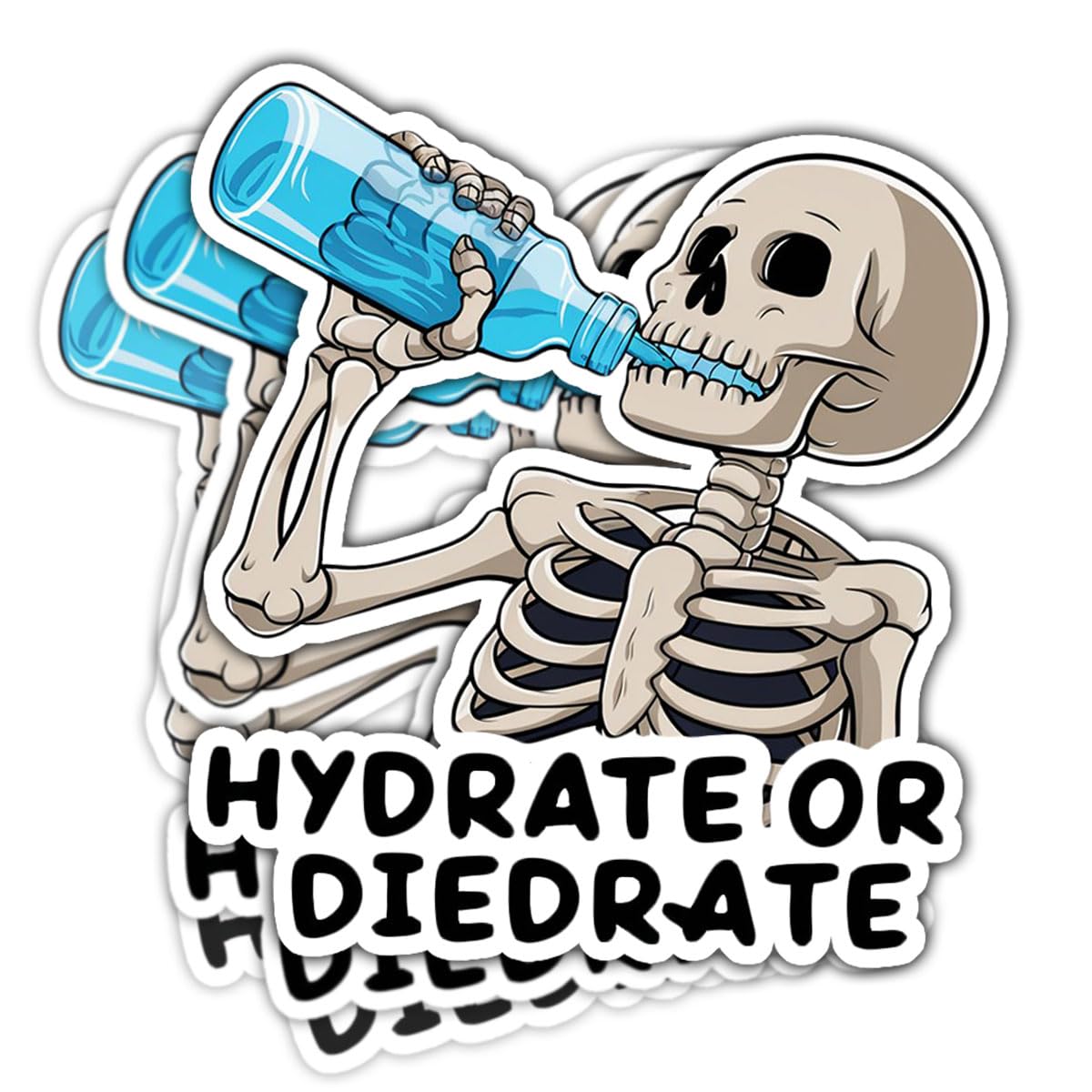 Set of 3 Skeleton Water Bottle Stickers, Waterproof Vinyl Decals