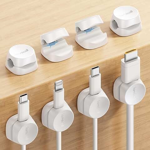 8-Pack Spring Cable Clips for Desk and Nightstand