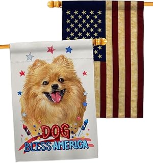 Patriotic Pomeranian Dog House Flag Pack