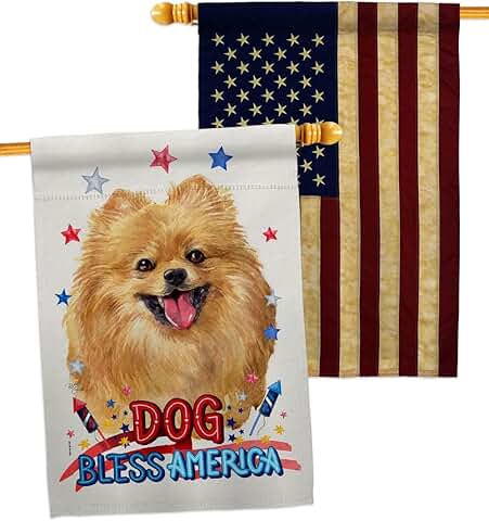 Patriotic Pomeranian Dog House Flag Pack