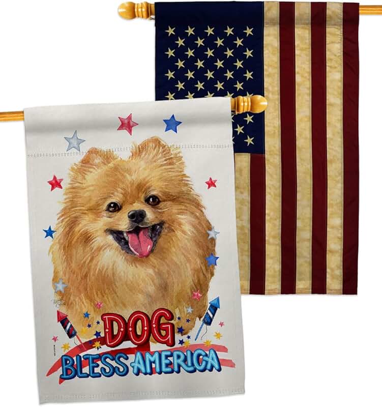 Patriotic Pomeranian Dog House Flag Pack