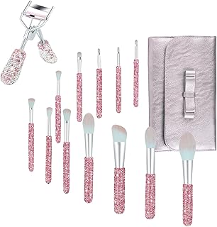 12-Piece Crystal Makeup Brush Set and Rhinestone Eyelash Curlers