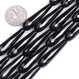 Black Agate Teardrop Beads for Jewelry Making