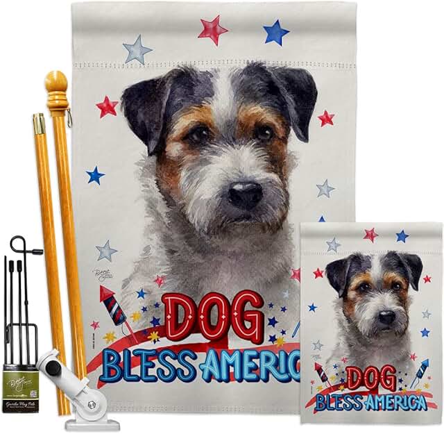 Patriotic Black Jack Russell Garden Flag for Pets