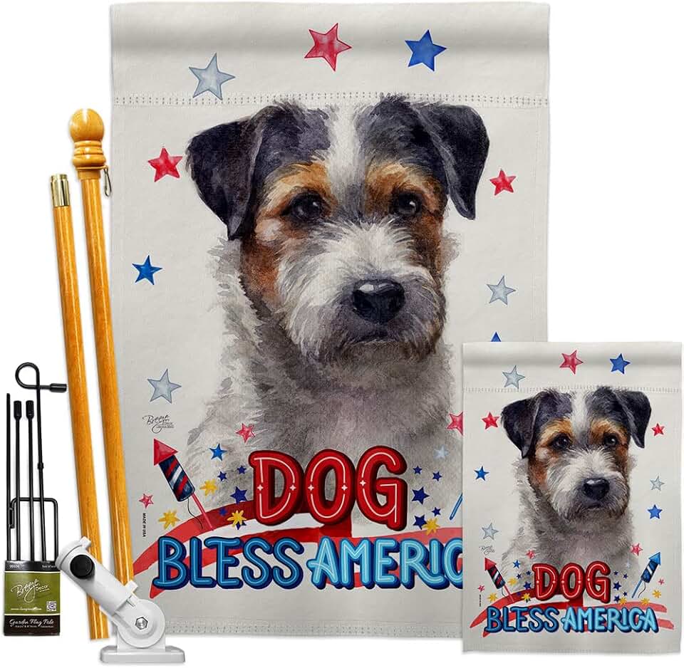 Patriotic Black Jack Russell Garden Flag for Pets